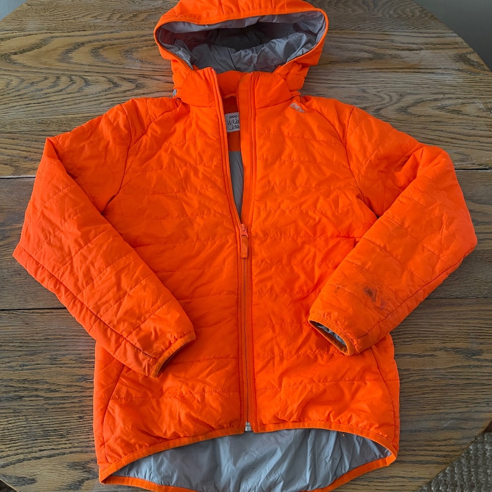POC fluorescent orange quilted hooded jacket/10-12 kids